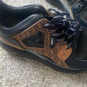 Fendi Black and Brown Logo Sneakers